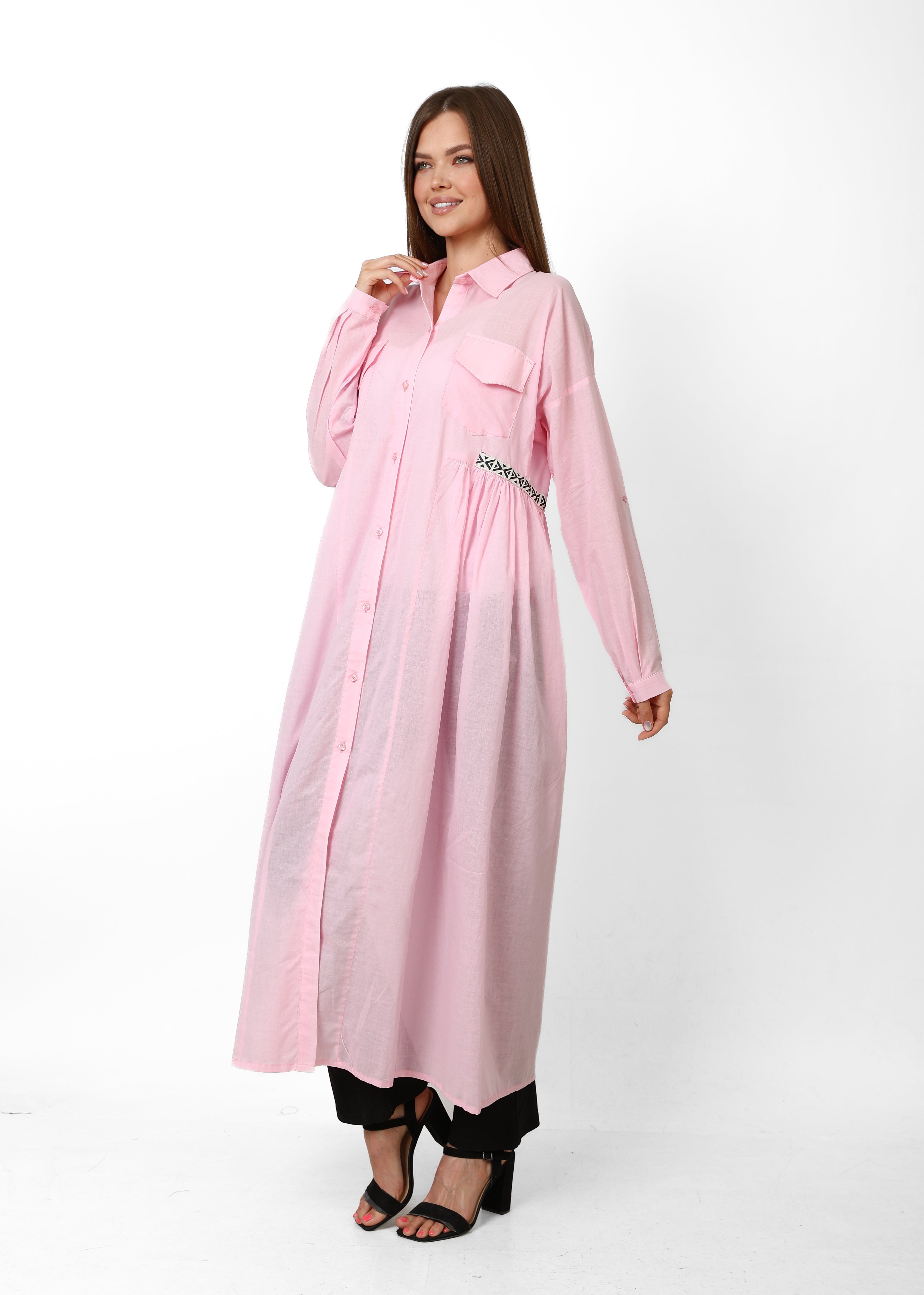 Nyllya Pastel Pink Shirt Dress