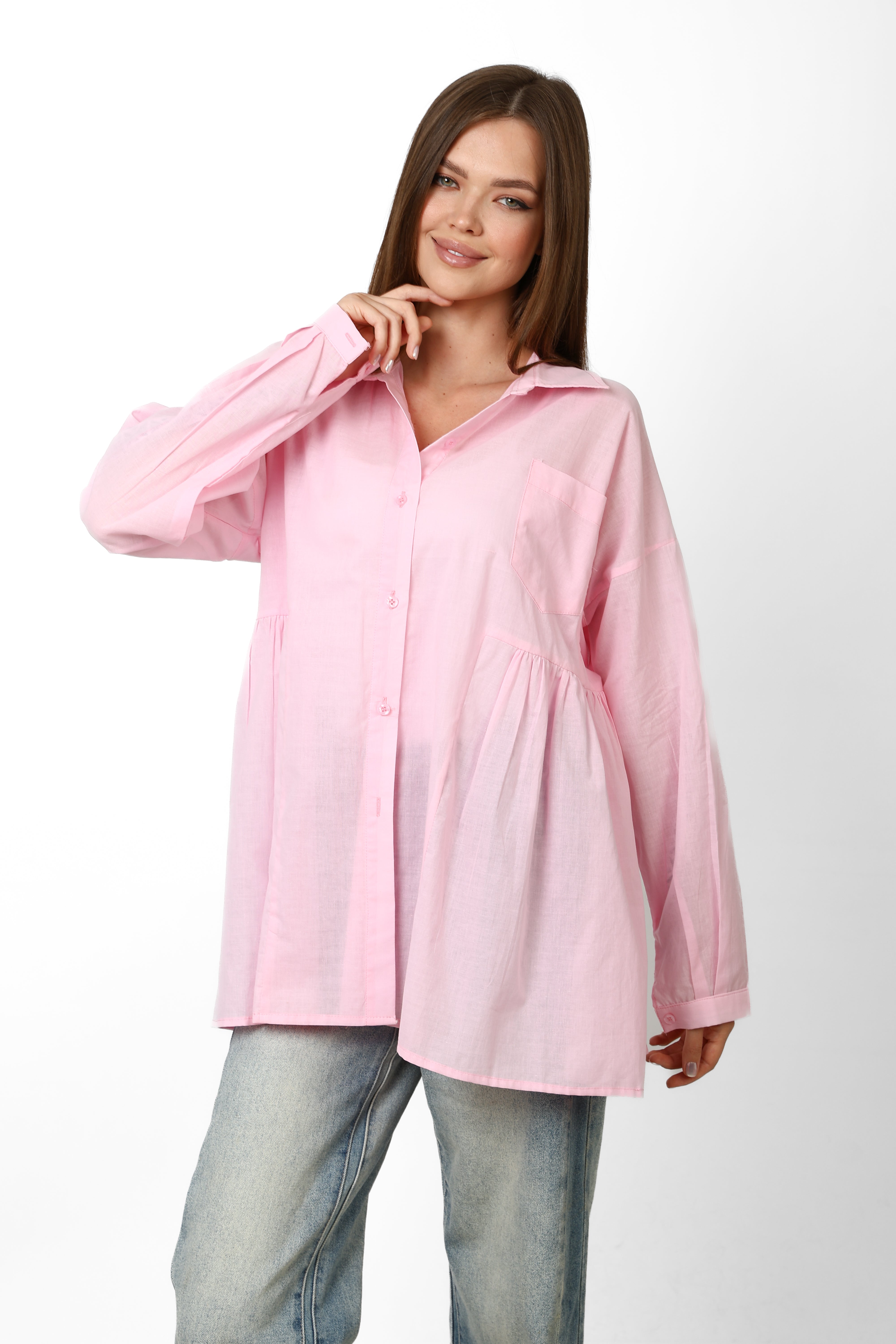 Nyllya Oversized Pastel Pink Shirt