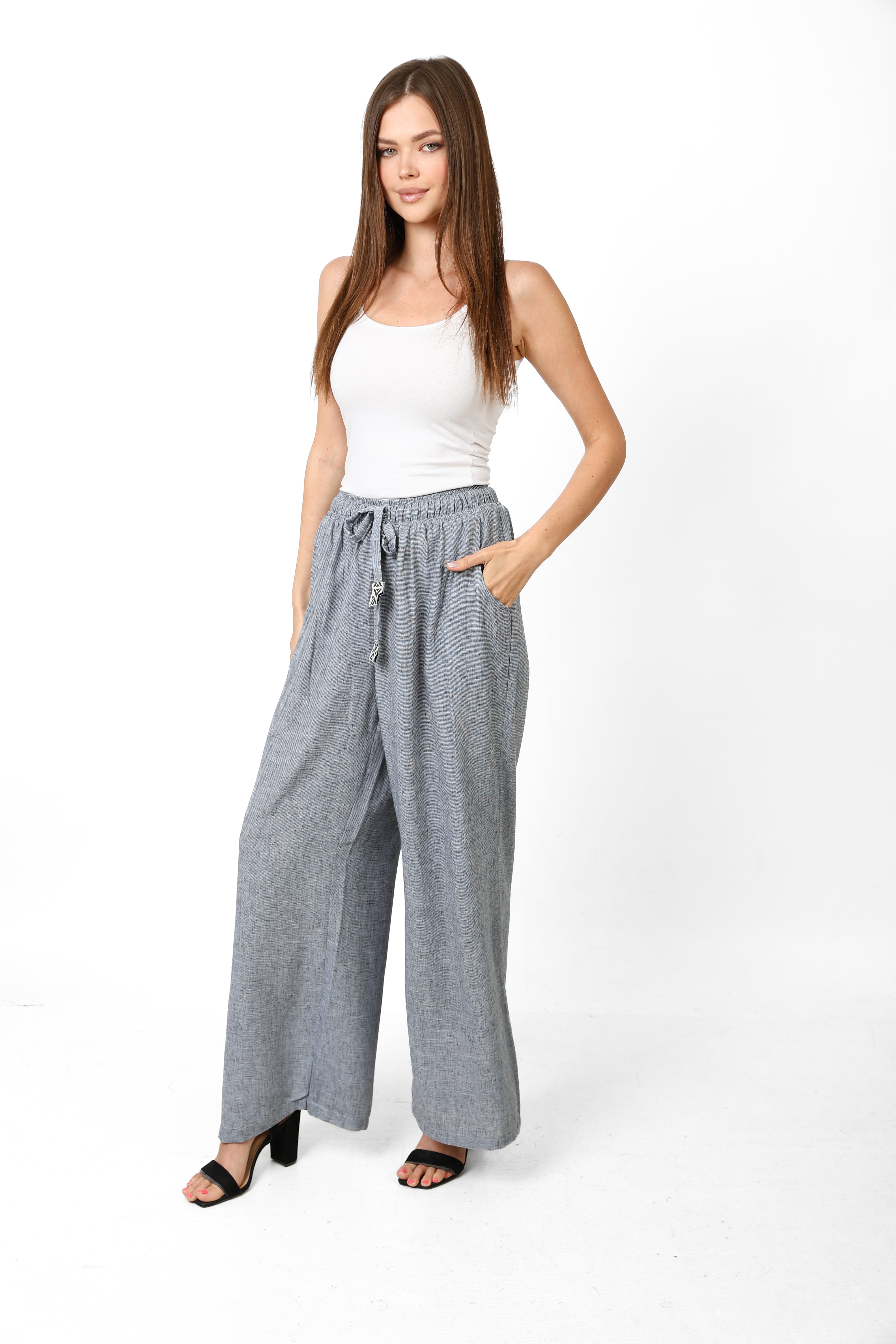 Nyllya Silver Haze wide leg linen pants