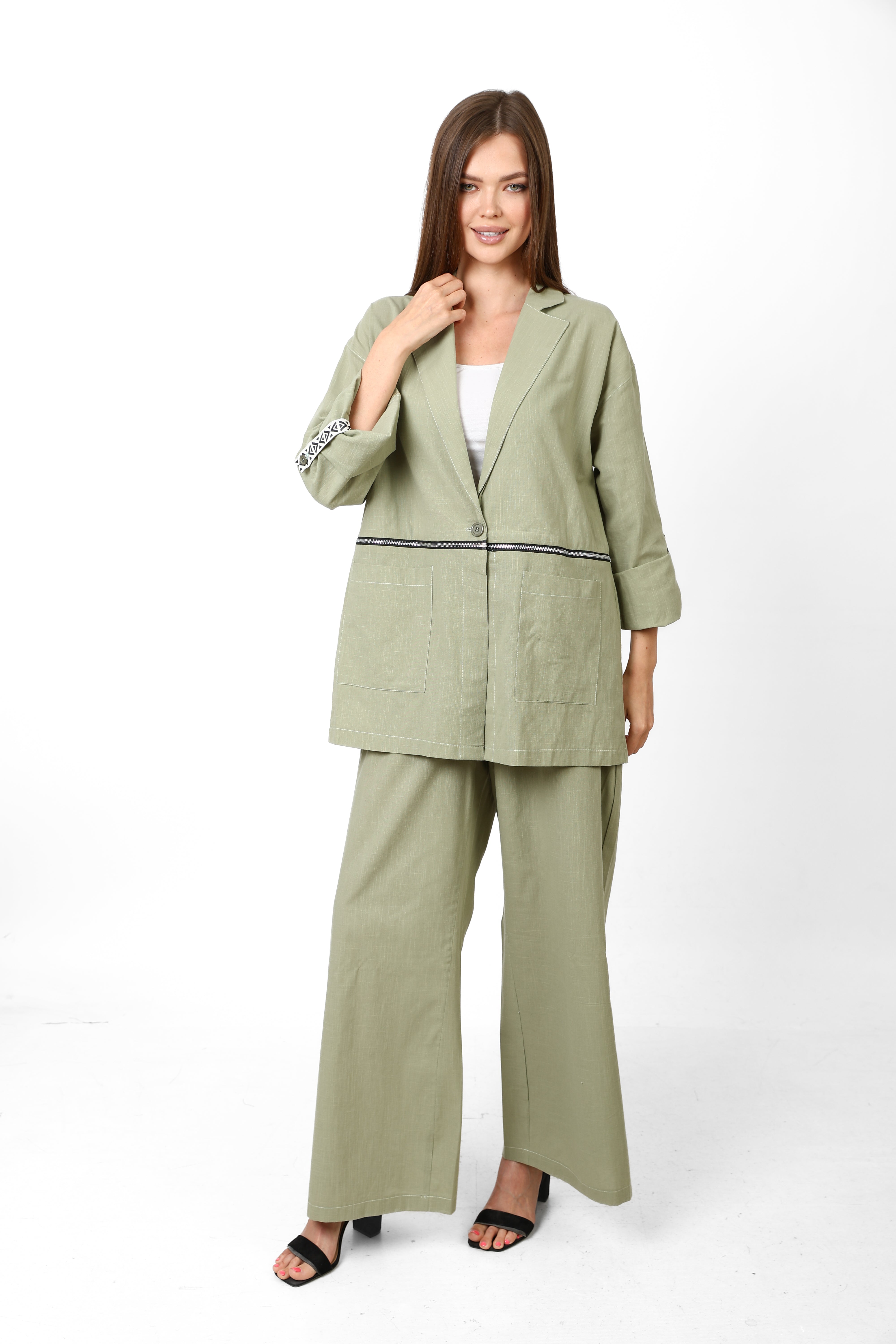 Nyllya Sage whisper Zipper Blazer