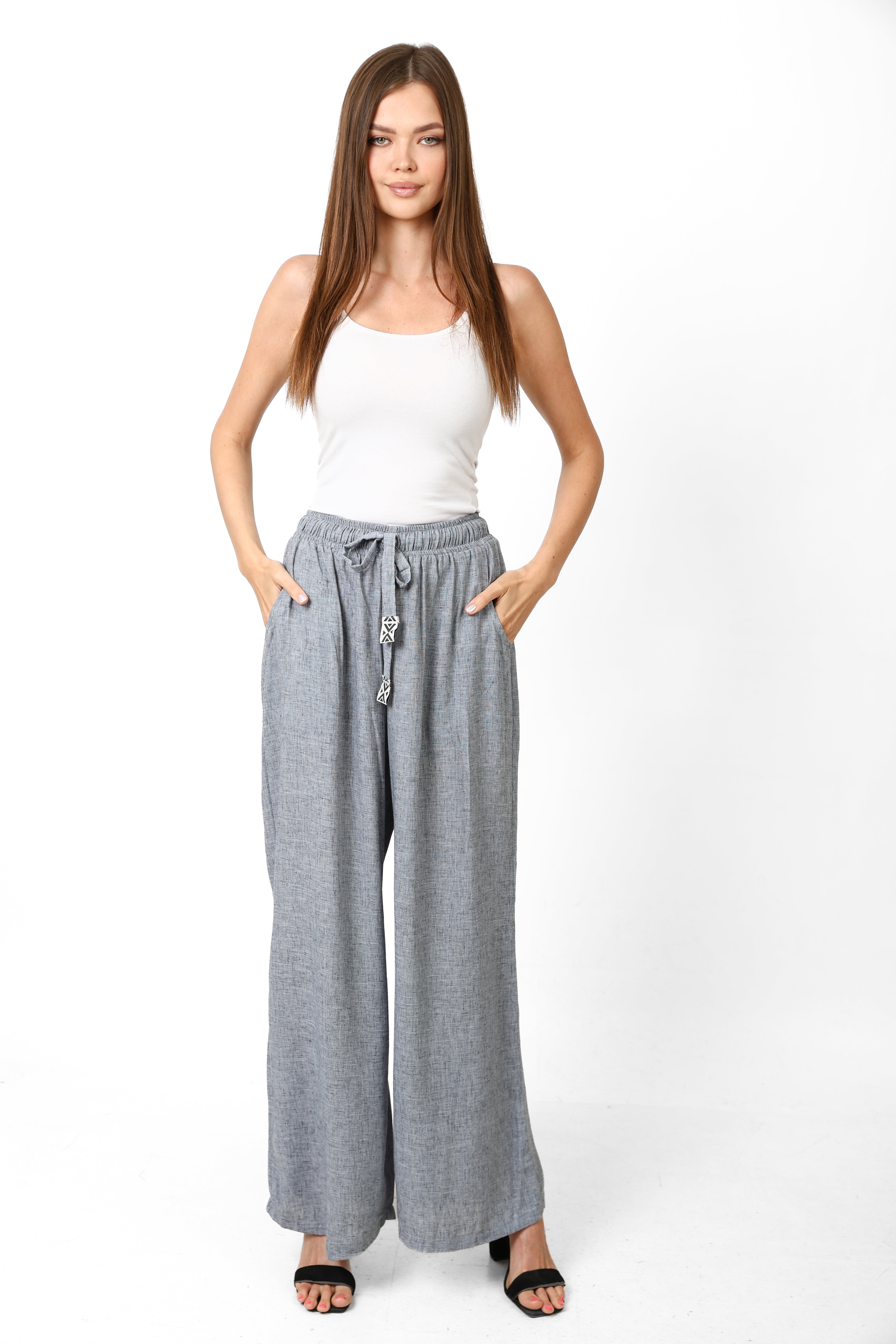 Nyllya Silver Haze wide leg linen pants