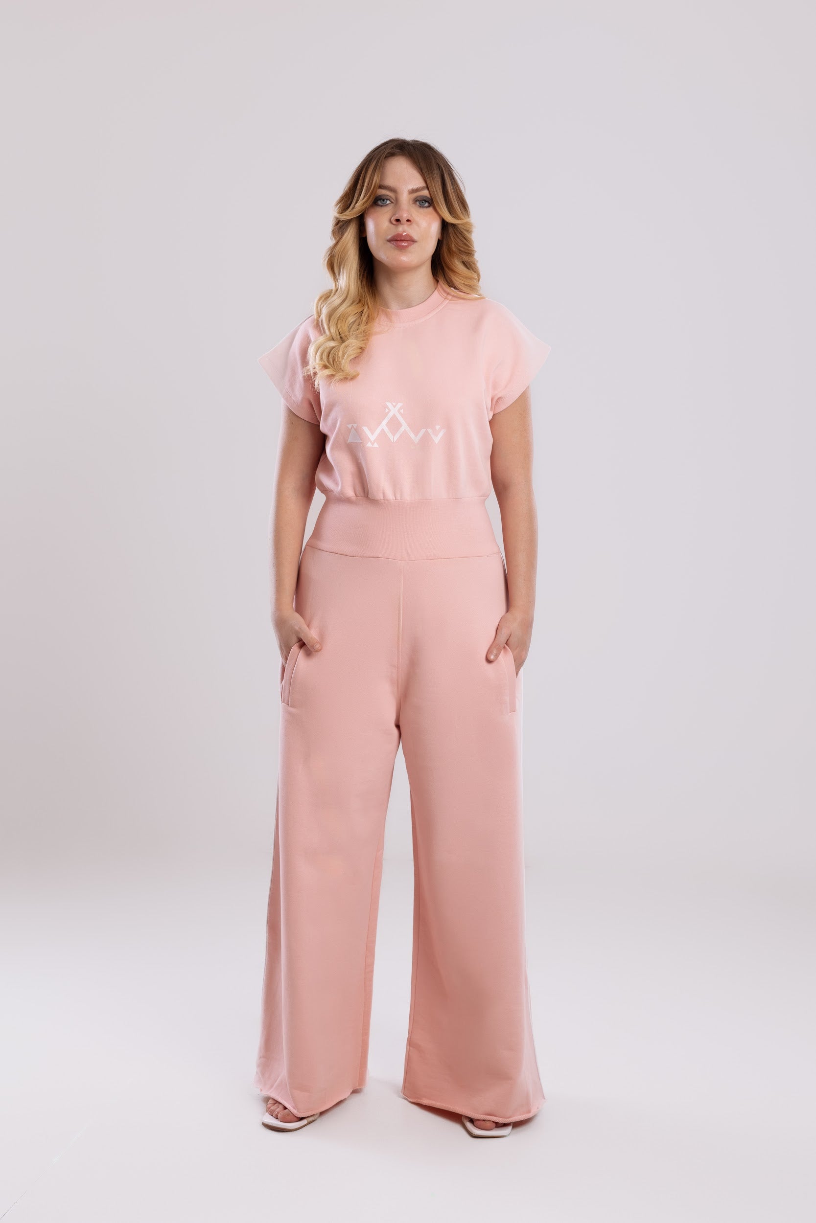 Nyllya Empower Jumpsuit: Wide-Leg / Blush Pink