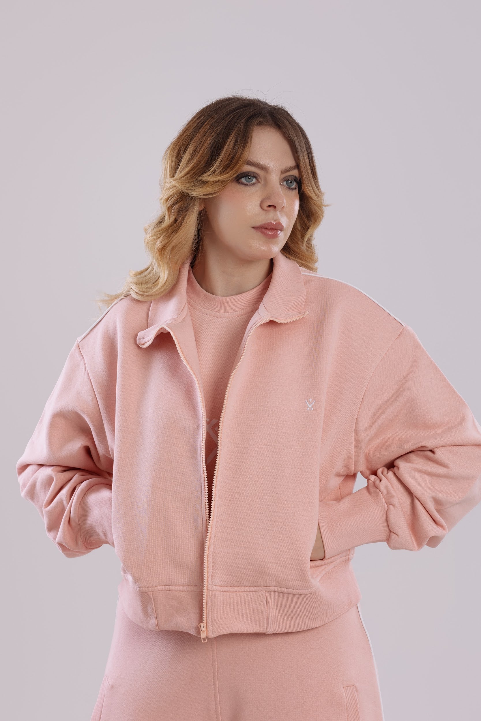 Nyllya Empower Crop Track Jacket / Blush Pink