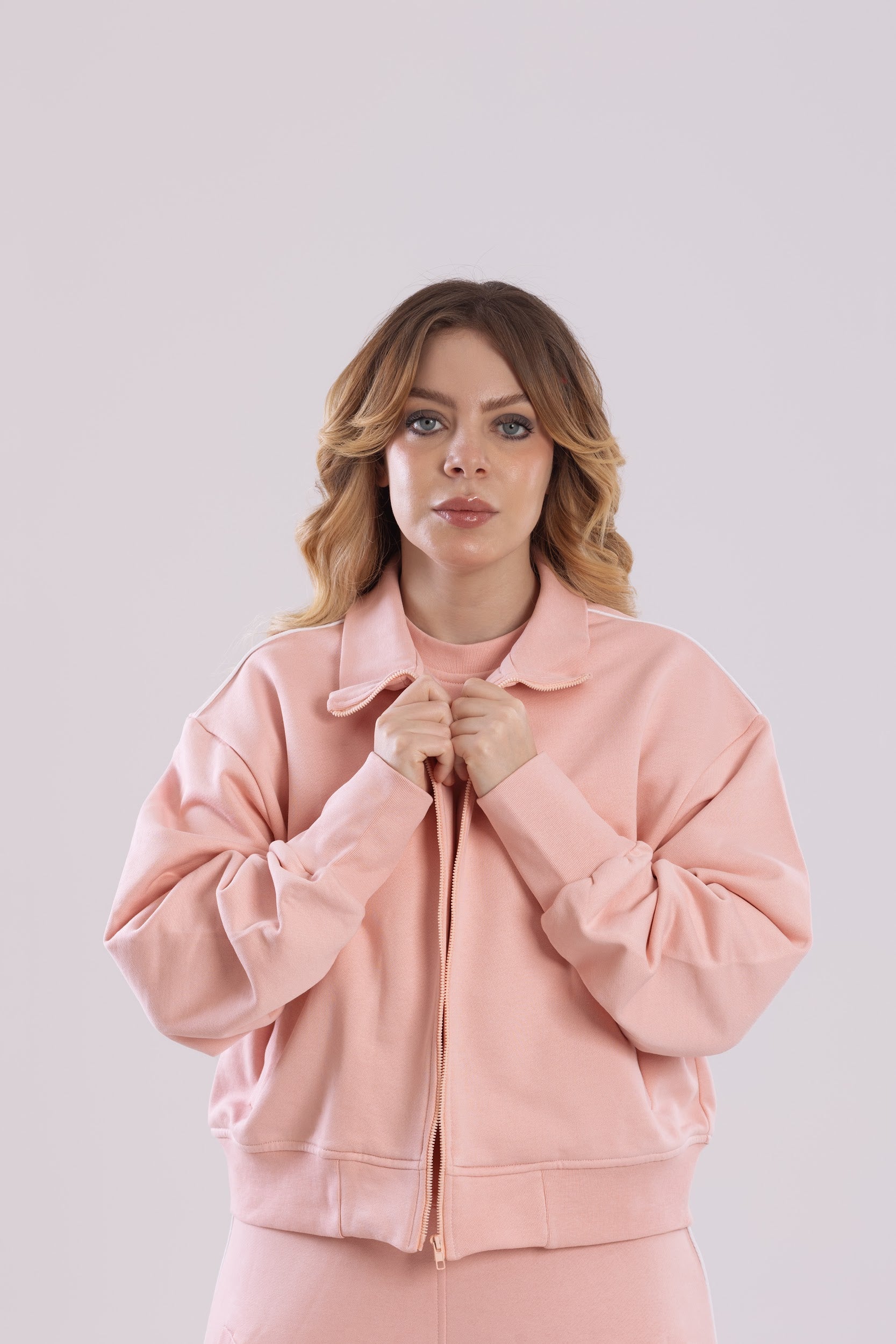 Nyllya Empower Crop Track Jacket / Blush Pink