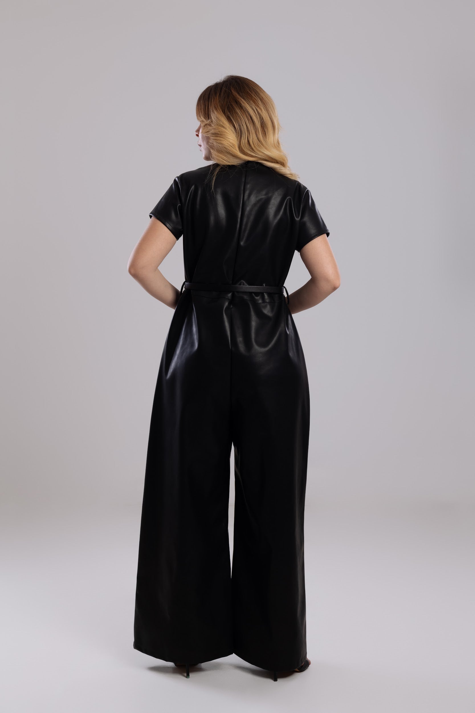 Nyllya Matrix Wide-Leg Leather Jumpsuit